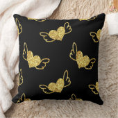 Gold Hearts With Wings クッション (ブランケット)