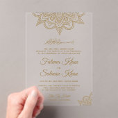 Gold Henna Mehndi Islamic Muslim Wedding アクリル招待状 (インサイチュ (ポータブル))