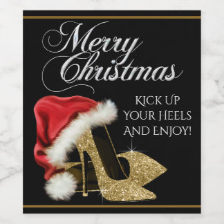 Gold High Heel Shoe Christmas Wine Bottle Labels ワインラベル