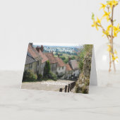 Gold Hill, Shaftesbury, Dorset, England- 誕生日 カード (黄色い花)