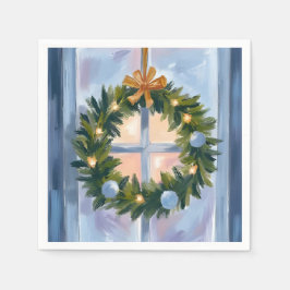 Gold Holiday Wreath Watercolor Holiday Painting スタンダードカクテルナプキン