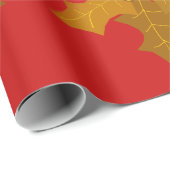 Gold Holly Red Wrapping Paper ラッピングペーパー (ロールコーナー)