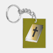 Gold Holy Bible with Black Cross Religious キーホルダー (正面左)