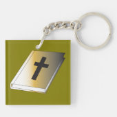 Gold Holy Bible with Black Cross Religious キーホルダー (裏面)