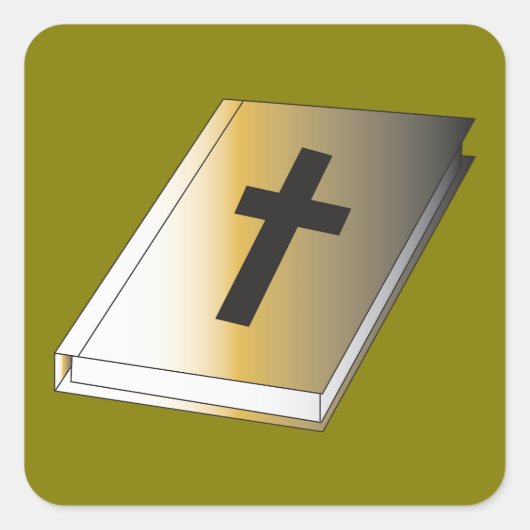 Gold Holy Bible with Black Cross Religious スクエアシール (正面)