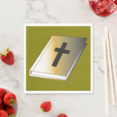 Gold Holy Bible with Black Cross Religious スタンダードランチョンナプキン (インサイチュ)