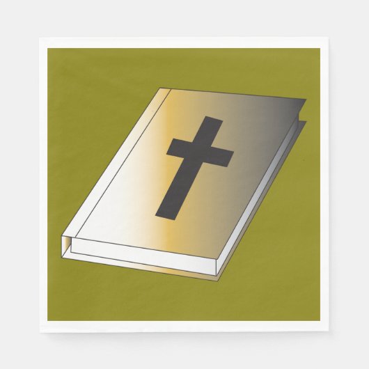 Gold Holy Bible with Black Cross Religious スタンダードランチョンナプキン (正面)