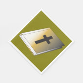 Gold Holy Bible with Black Cross Religious スタンダードランチョンナプキン (角)