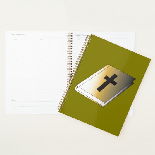 Gold Holy Bible with Black Cross Religious プランナー手帳 (ディスプレー)