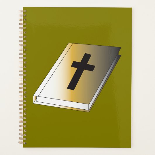 Gold Holy Bible with Black Cross Religious プランナー手帳 (正面)