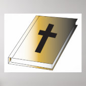 Gold Holy Bible with Black Cross Religious ポスター (正面)