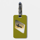 Gold Holy Bible with Black Cross Religious ラゲッジタグ (裏面縦)