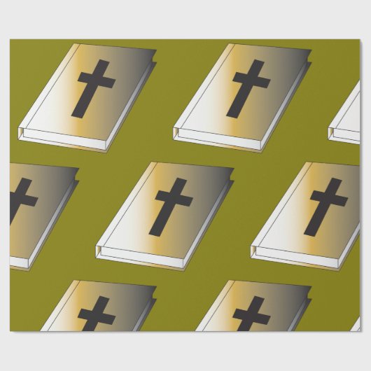 Gold Holy Bible with Black Cross Religious ラッピングペーパー (フラット)