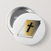 Gold Holy Bible with Black Cross Religious 缶バッジ (正面&裏面)