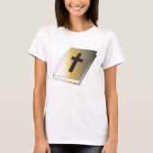 Gold Holy Bible with Black Cross Religious Tシャツ (正面)