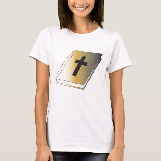 Gold Holy Bible with Black Cross Religious Tシャツ (正面)