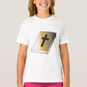 Gold Holy Bible with Black Cross Religious Tシャツ (正面)