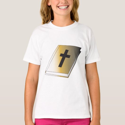 Gold Holy Bible with Black Cross Religious Tシャツ (正面)