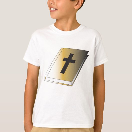 Gold Holy Bible with Black Cross Religious Tシャツ (正面)
