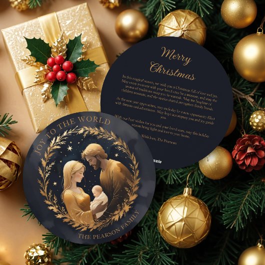 Gold Holy Family Nativity Exquisite Christmas シーズンカード