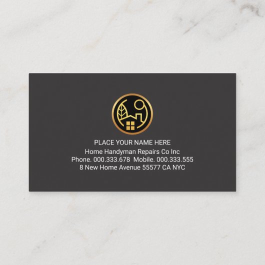 Gold Home Building Frame With Handyman Tools 名刺 (裏面)