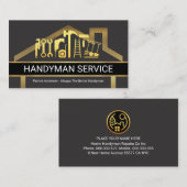 Gold Home Building Frame With Handyman Tools 名刺 (正面/裏面)