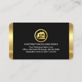 Gold Home Building Silhouette Construction Piling 名刺 (裏面)