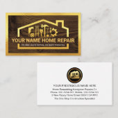 Gold Home Handyman Tools Frame On Wood 名刺 (正面/裏面)