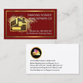 Gold Home Paint Brush On Paint Splatter 名刺 (正面/裏面)