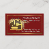 Gold Home Paint Brush On Paint Splatter 名刺 (正面)