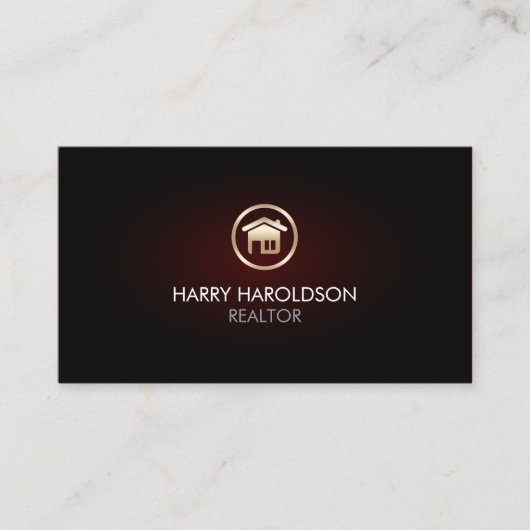 Gold Home Remodeling House Icon Business Card 名刺 (正面)