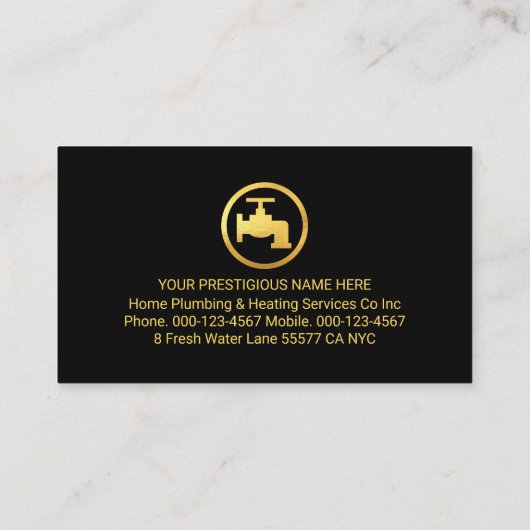 Gold Home Rooftop Plumbing Pipeline Plumber Repair 名刺 (裏面)