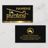 Gold Home Rooftop Plumbing Pipeline Plumber Repair 名刺 (正面/裏面)