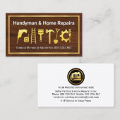 Gold Home Tools On Timber Wood 名刺 (正面/裏面)