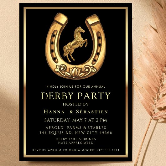 gold Horse Derby Party Equestrian 招待状