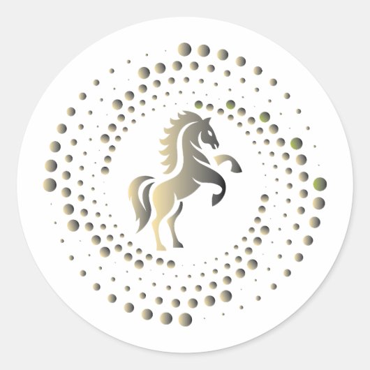 gold horse racing Logo Design ラウンドシール (正面)