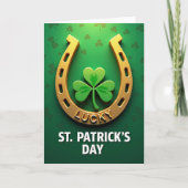 Gold Horseshoe Lucky St Patricks Card カード (正面)