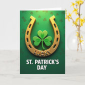 Gold Horseshoe Lucky St Patricks Card カード (黄色い花)