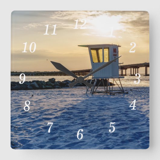Gold Hour Destin East Pass Wall Clock スクエア壁時計 (正面)