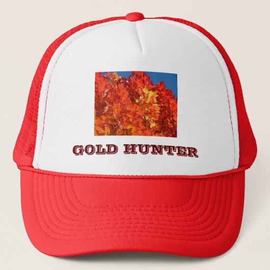 GOLD HUNTER 帽子 赤 オレンジ 黄色 葉 (正面)