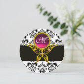 GOLD HYPER BUTTERFLY MONOGRAM, Black White Damask 招待状 (スタンド正面)