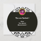 GOLD HYPER BUTTERFLY MONOGRAM, Black White Damask 招待状 (裏面)