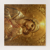 Gold Icon Virgin Mary Madonna Puzzle ジグソーパズル (横)