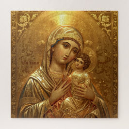 Gold Icon Virgin Mary Madonna Puzzle ジグソーパズル