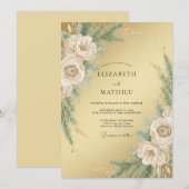 Gold Illustrious Winter Wedding 招待状 (正面/裏面)