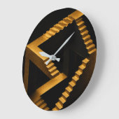 Gold Impossible Stairs Optical Illusion Clock ラージ壁時計 (傾斜)