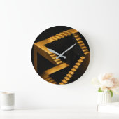 Gold Impossible Stairs Optical Illusion Clock ラージ壁時計 (ホーム)
