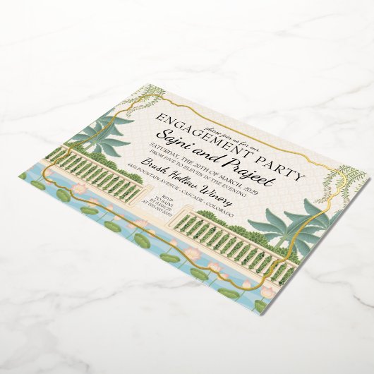 Gold Indian Engagement Party 箔招待状 (回転した状態)