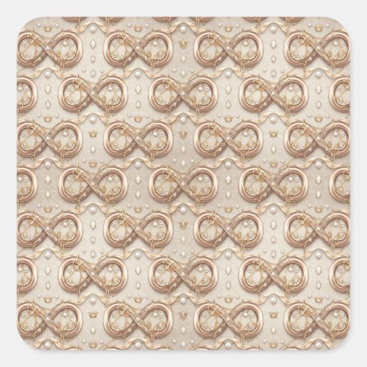 Gold Infinity Wedding Gift Stickers スクエアシール (正面)