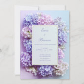 Gold Inset Lavender Hydrangea Frame Wedding 招待状 (正面)